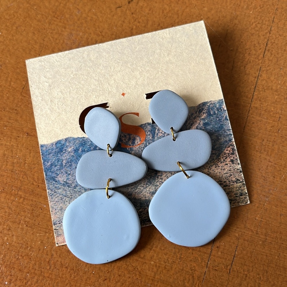 Blue polymer clay drop earrings